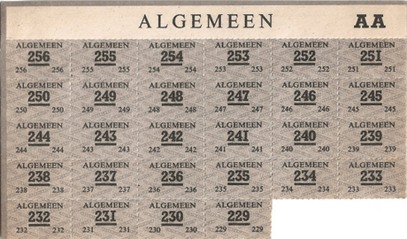 Distributiekaart AA5 voor algemeen (179 t/m 256) 196,  229 t/m 256 - eind december 1941