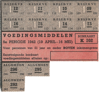 Landelijke bonkaart K102 voor voedingsmiddelen 5e periode - 19 april t/m1 6 mei 1942