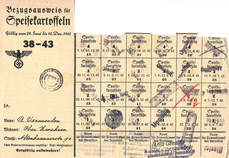 Distributiekaart voor aardappelen periode 38-43 - 29 juni t/m 13 december 1942