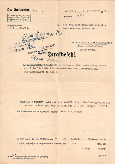 Strafbeschikking voor het maken van foto's, Amstgericht Kassel