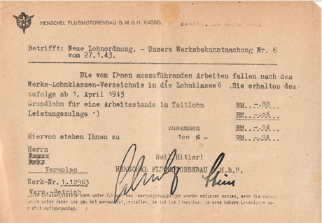 Een kleine salaris verhoging (met de tekst Heil Hitler)