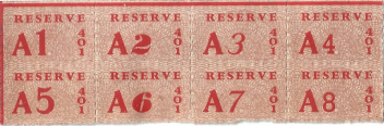 Bonnen van de bonkaart KA401 voor voedingsmiddelen 1e periode voor reserve A1 t/m A8- 26 december 1943 t/m 22 januari 1944 (van de ouders van Bob Vermoolen)