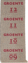 Bonnen van een Groentenkaart voor de stad wegens rode druk  (platteland was zwart) 9 t/m 12 - vermoedelijk begin 1943