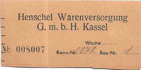 Maaltijdkaartje  voor bedrijfsvoeding met het persoonsnummer waarschijnlijk van Brojweski 0372