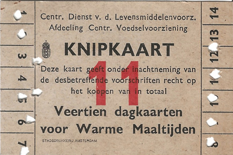 Knipkaart voor 14 warme maaltijden bij de gaarkeuken met volgnummer 11