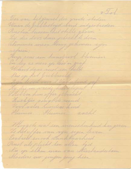 Tekst van het Lied van de Grebberg op de melodie van 'Melodia, hörst du mein heimliches Rufen' van de componist Gerald Plato