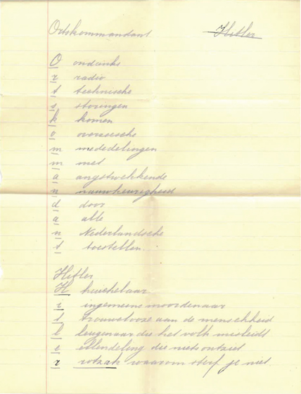 Lettervers over de Ortscommandant en naamvers over Hitler