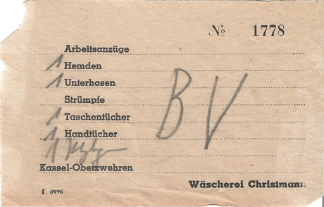 Wasserijbonnetje van Wäscherei Christmann in de  Bergwiesenstraße 9 te Oberzwehren